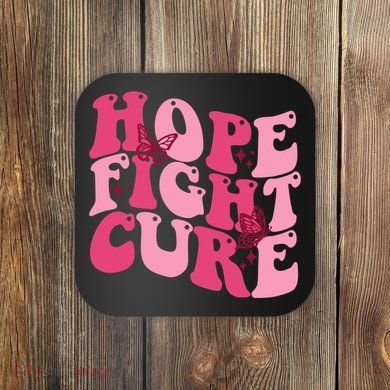 Hope Fight Cure Breast Cancer Butterfly Awareness Coaster