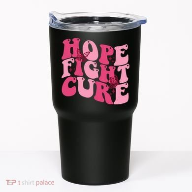 Hope Fight Cure Breast Cancer Butterfly Awareness Tumbler