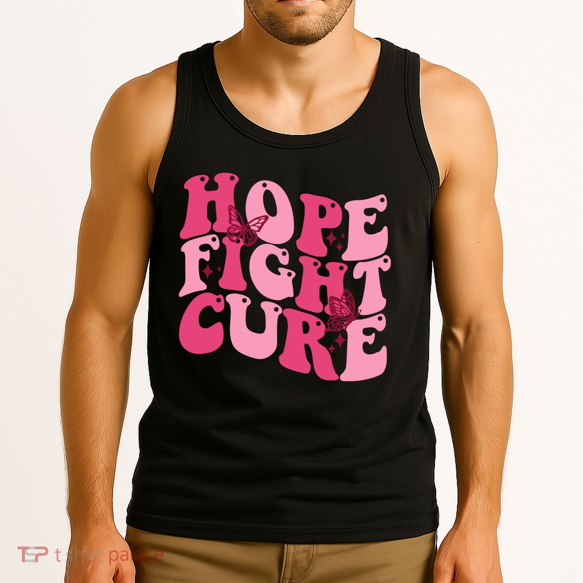 Hope Fight Cure Breast Cancer Butterfly Awareness Tank Top