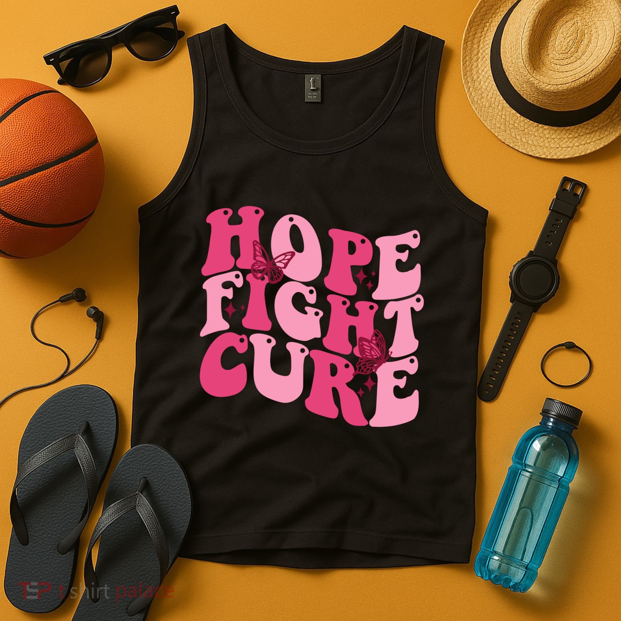 Hope Fight Cure Breast Cancer Butterfly Awareness Tank Top