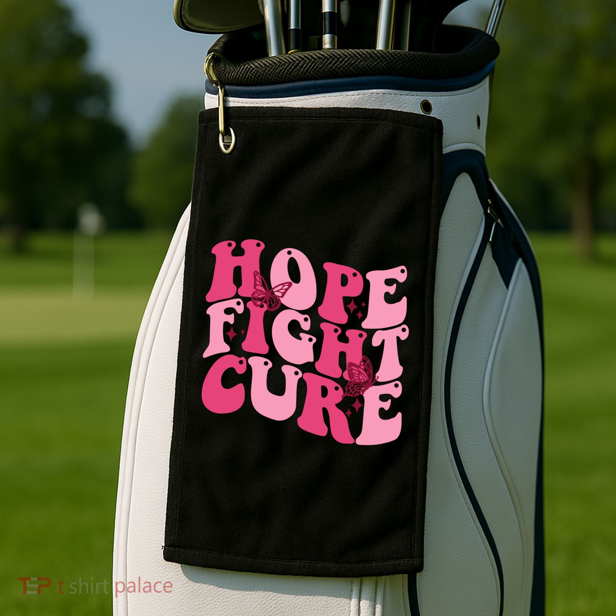 Hope Fight Cure Breast Cancer Butterfly Awareness Golf Towel