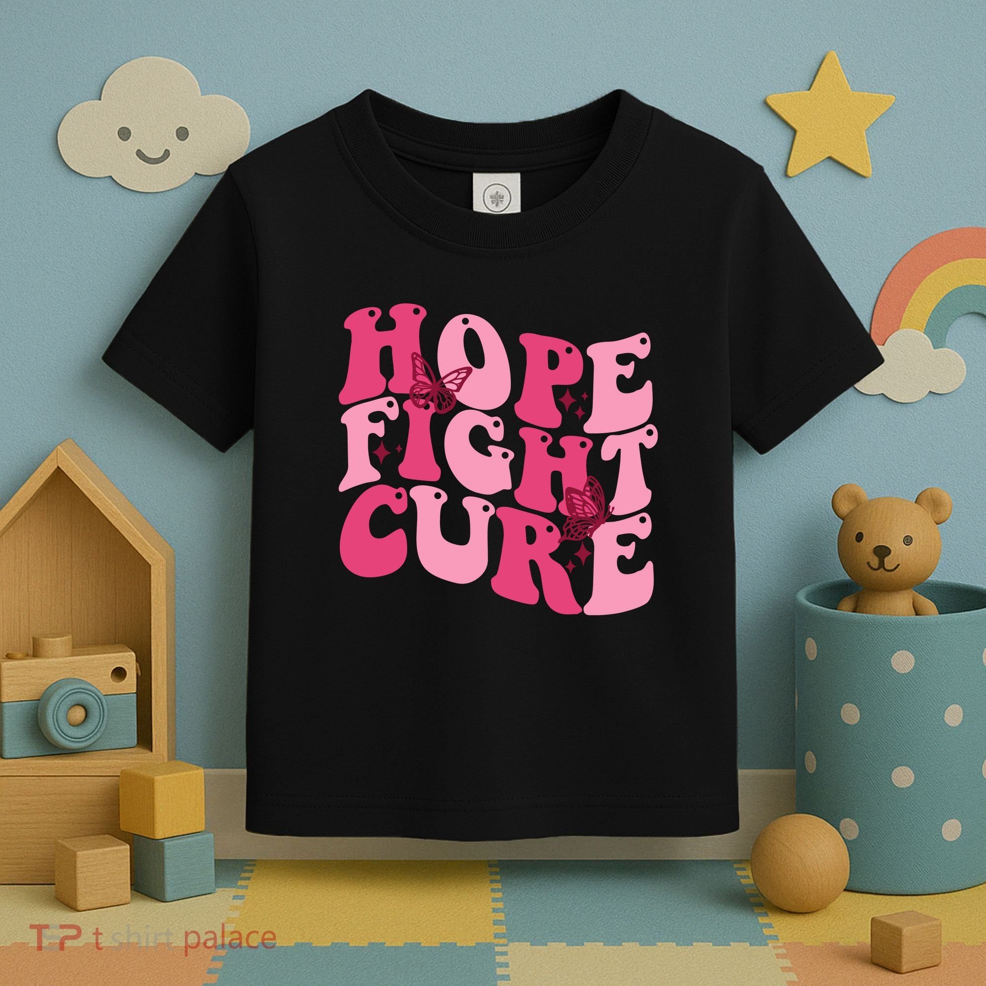 Hope Fight Cure Breast Cancer Butterfly Awareness Toddler T-Shirt