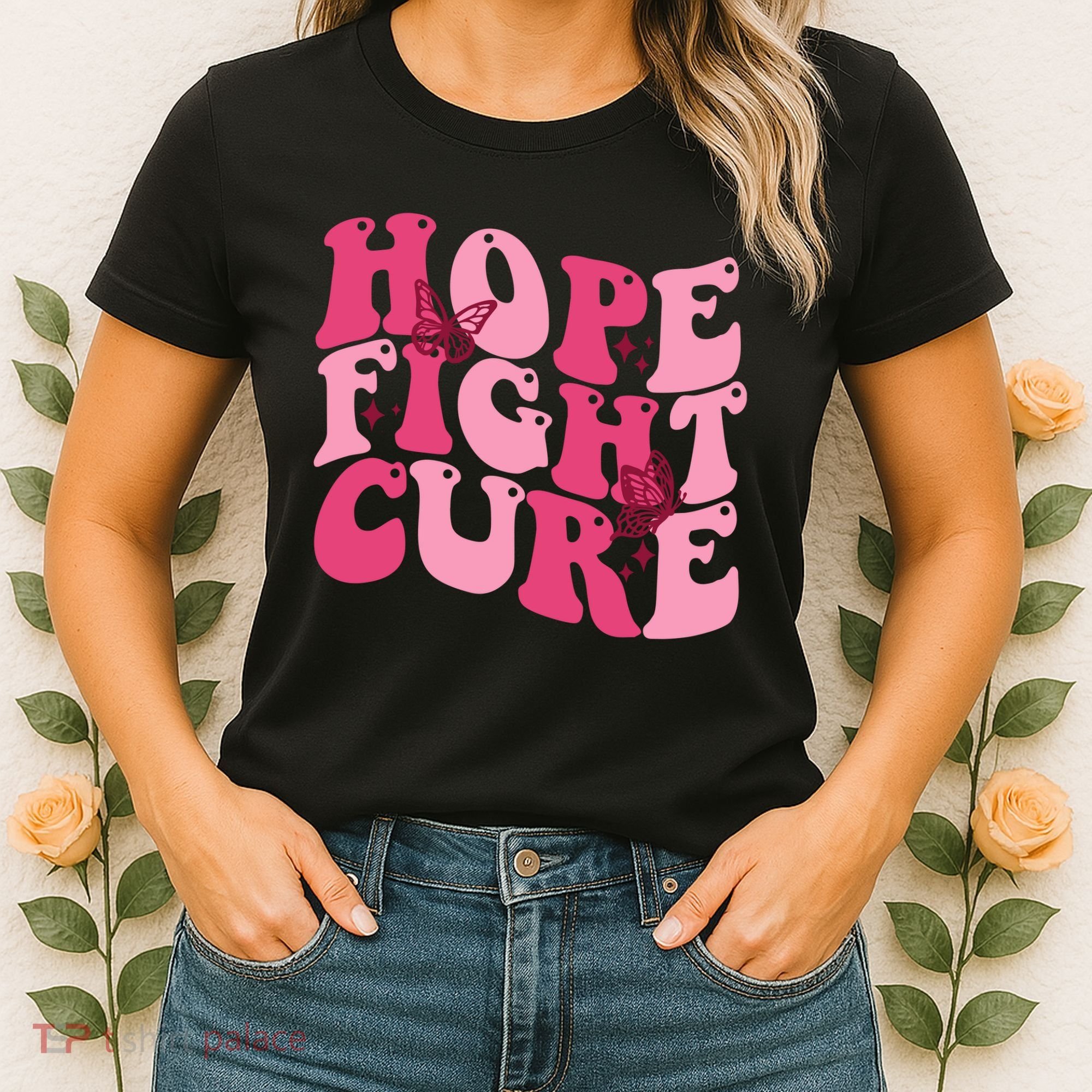 Hope Fight Cure Breast Cancer Butterfly Awareness Women's T-Shirt