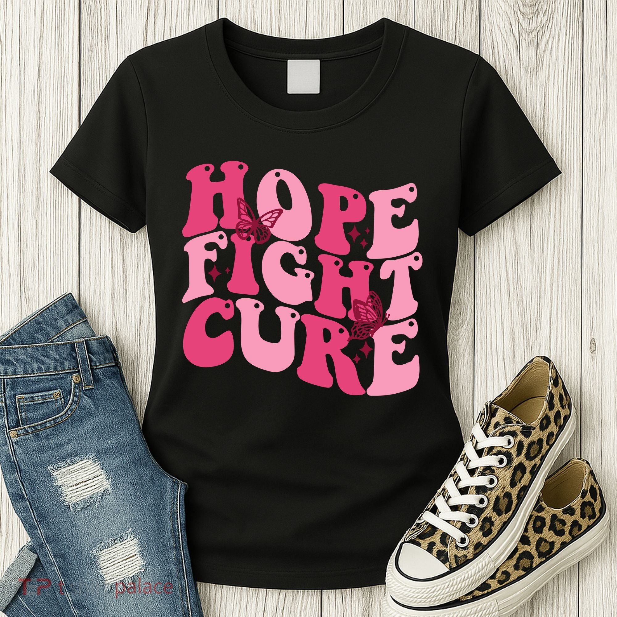 Hope Fight Cure Breast Cancer Butterfly Awareness Women's T-Shirt