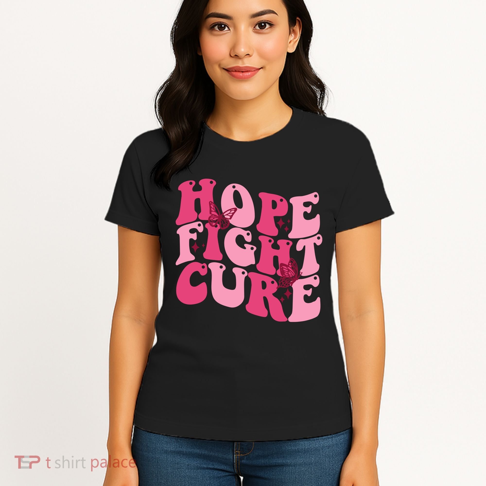Hope Fight Cure Breast Cancer Butterfly Awareness Women's T-Shirt