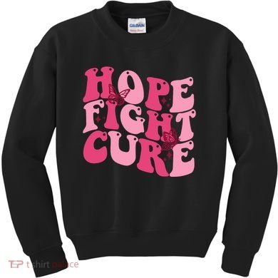 Hope Fight Cure Breast Cancer Butterfly Awareness Kids Sweatshirt