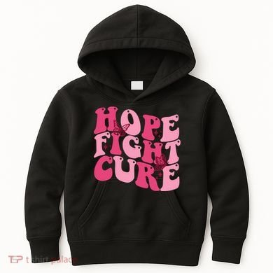 Hope Fight Cure Breast Cancer Butterfly Awareness Kids Hoodie