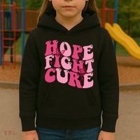 Hope Fight Cure Breast Cancer Butterfly Awareness Kids Hoodie thumb 3