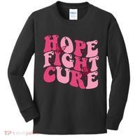 Hope Fight Cure Breast Cancer Butterfly Awareness Kids Long Sleeve Shirt thumb 0