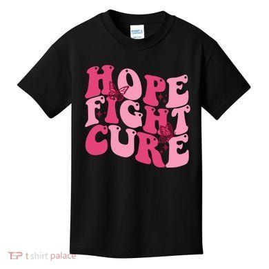 Hope Fight Cure Breast Cancer Butterfly Awareness Kids T-Shirt