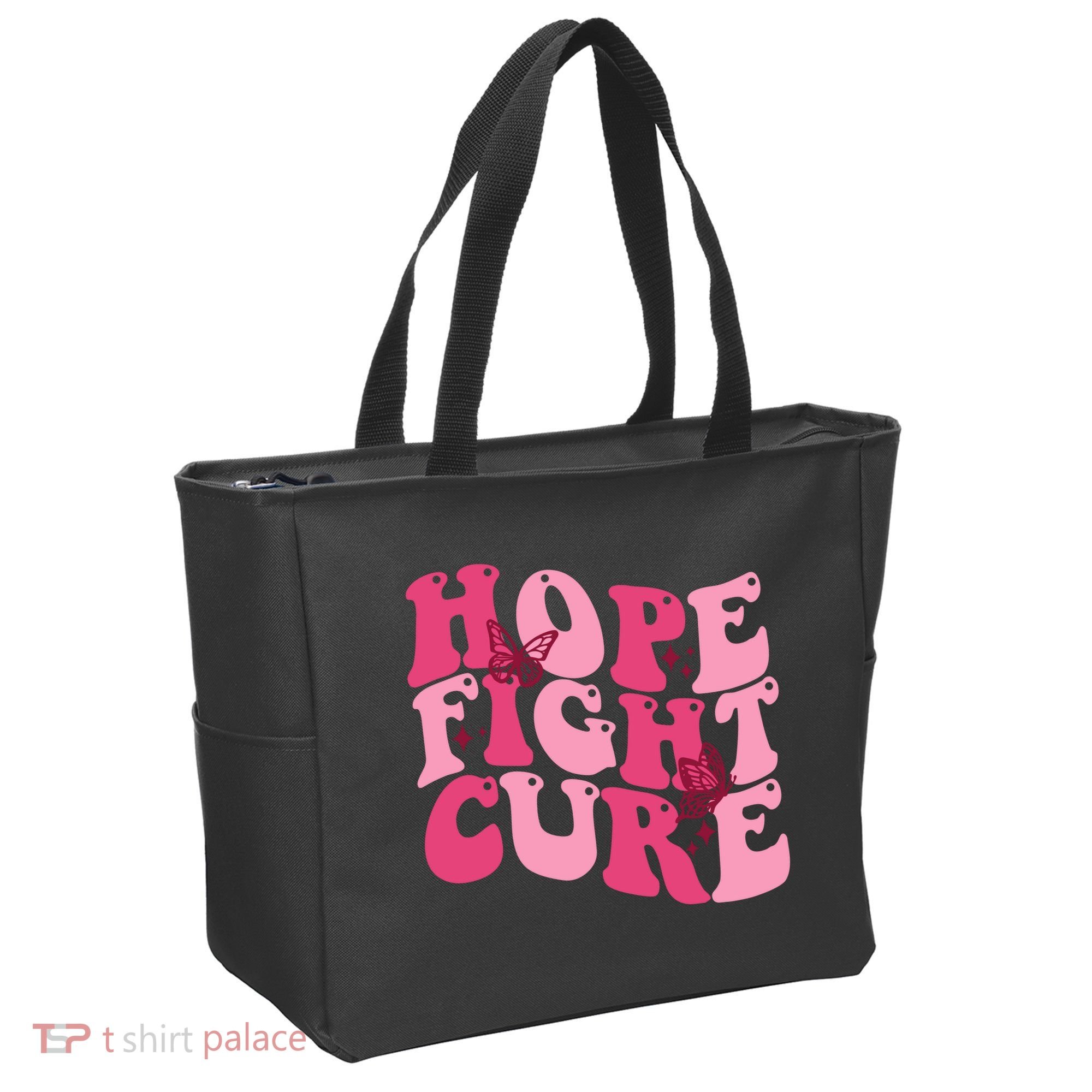 Hope Fight Cure Breast Cancer Butterfly Awareness Tote Bag