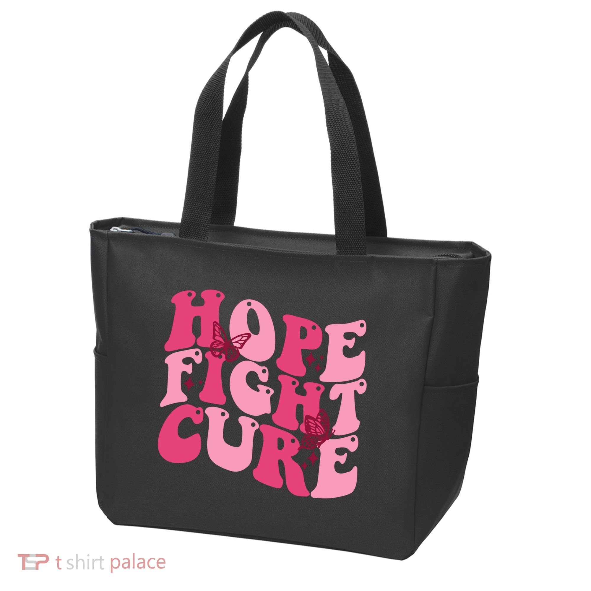 Hope Fight Cure Breast Cancer Butterfly Awareness Tote Bag