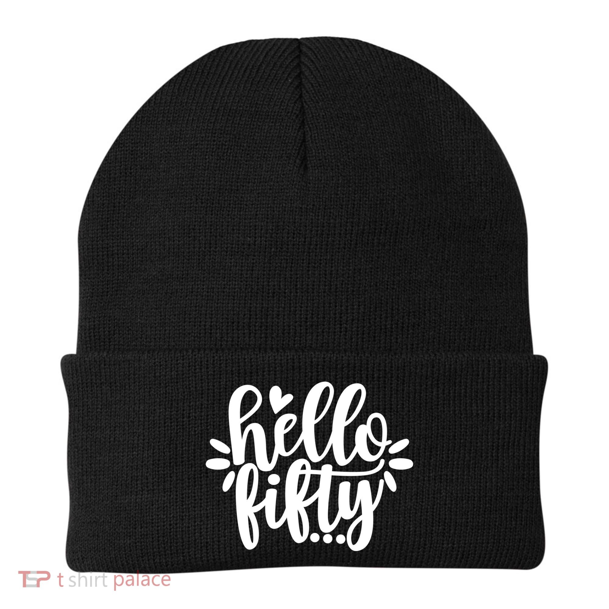 Hello Fifty Cute Hello Fifty Squad 50th Birthday Cute Gift Beanie