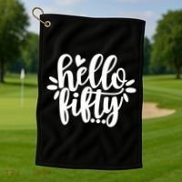 Hello Fifty Cute Hello Fifty Squad 50th Birthday Cute Gift Golf Towel thumb 1