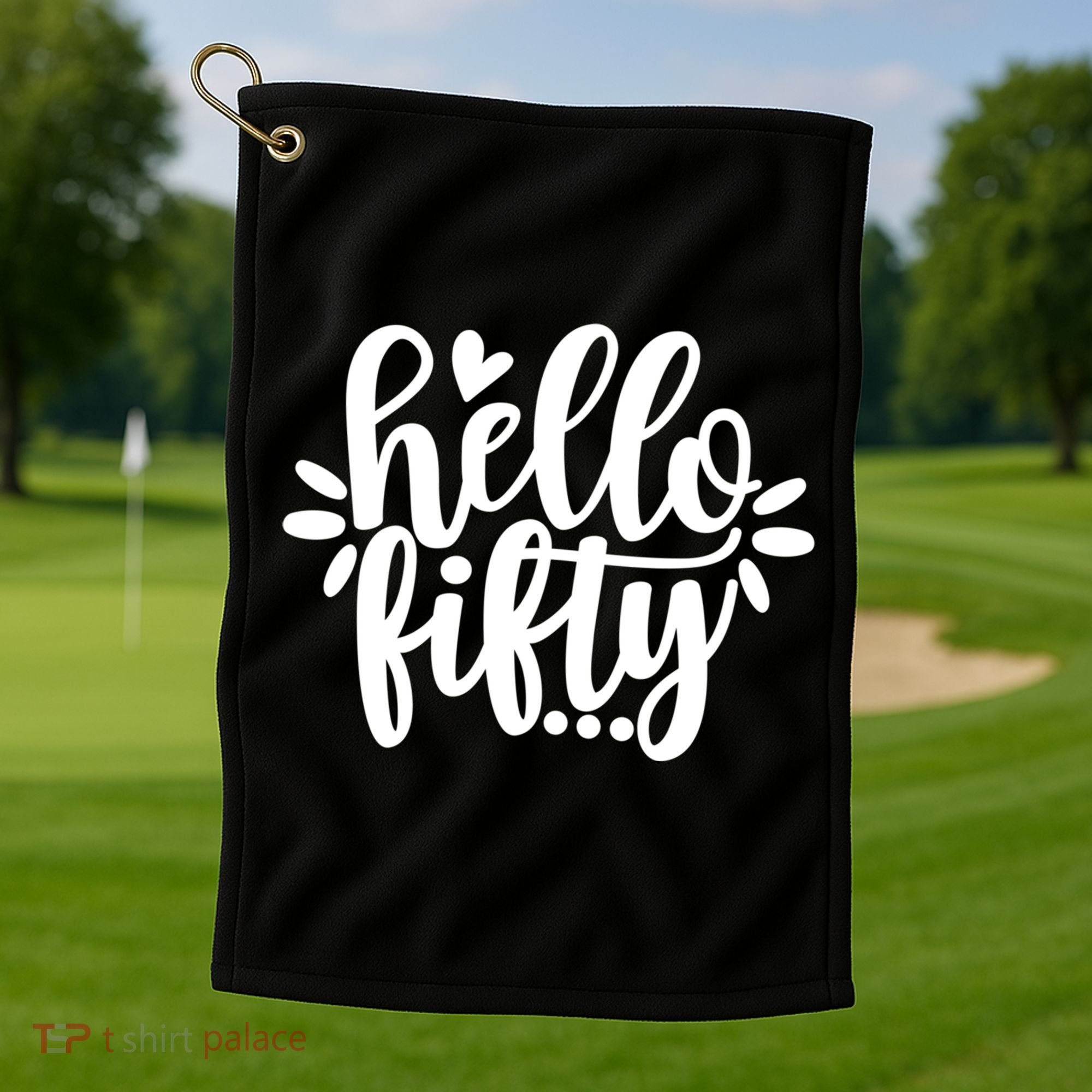 Hello Fifty Cute Hello Fifty Squad 50th Birthday Cute Gift Golf Towel
