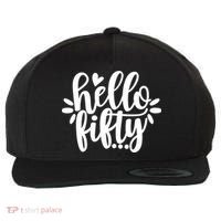Hello Fifty Cute Hello Fifty Squad 50th Birthday Cute Gift Wool Snapback Cap thumb 0