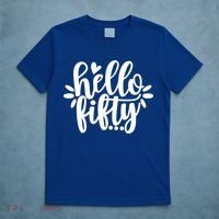 Hello Fifty Cute Hello Fifty Squad 50th Birthday Cute Gift T-Shirt thumb 5