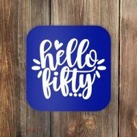 Hello Fifty Cute Hello Fifty Squad 50th Birthday Cute Gift Coaster thumb 0