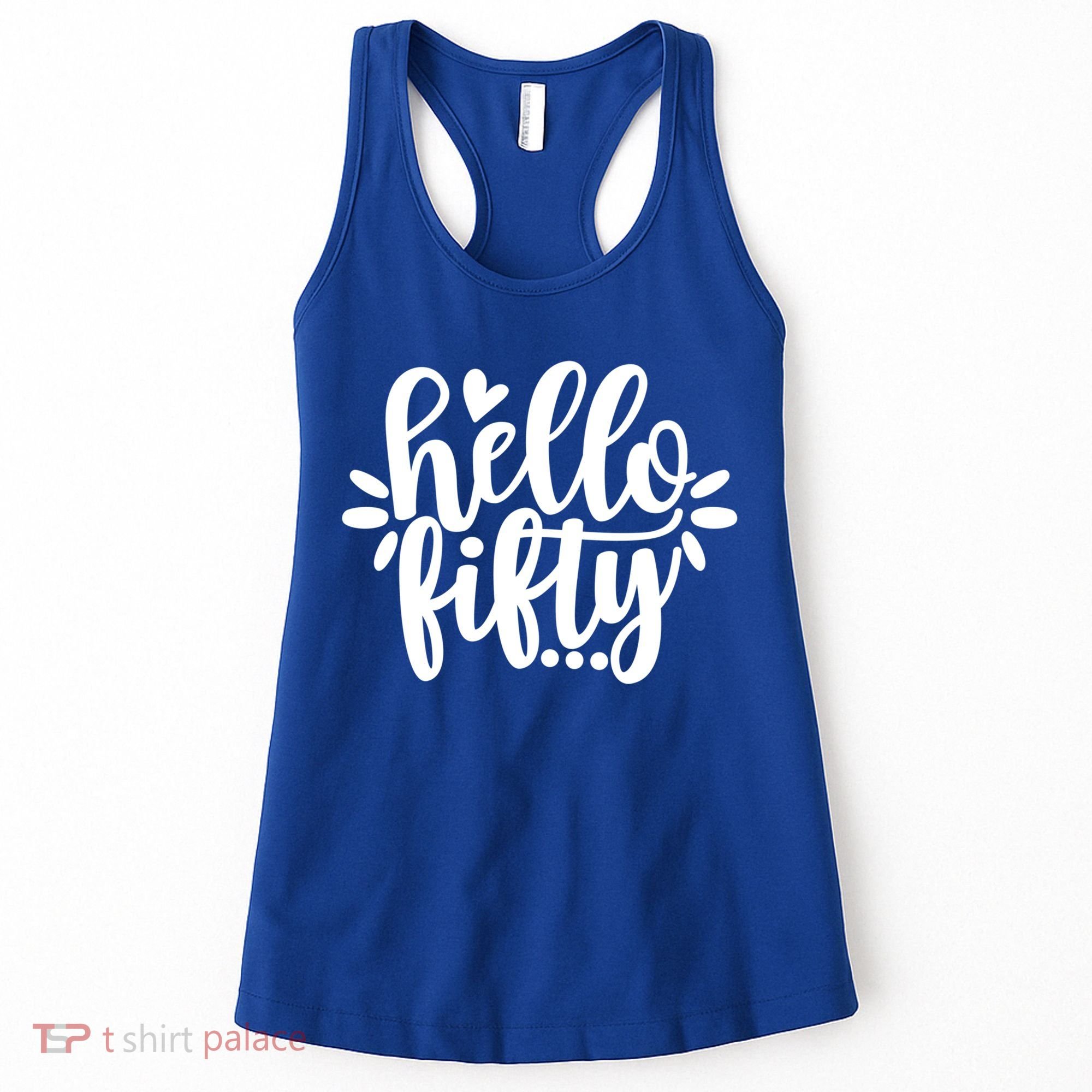 Hello Fifty Cute Hello Fifty Squad 50th Birthday Cute Gift Women's Tank Top