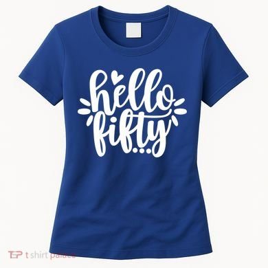 Hello Fifty Cute Hello Fifty Squad 50th Birthday Cute Gift Women's T-Shirt
