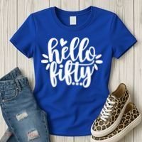 Hello Fifty Cute Hello Fifty Squad 50th Birthday Cute Gift Women's T-Shirt thumb 3