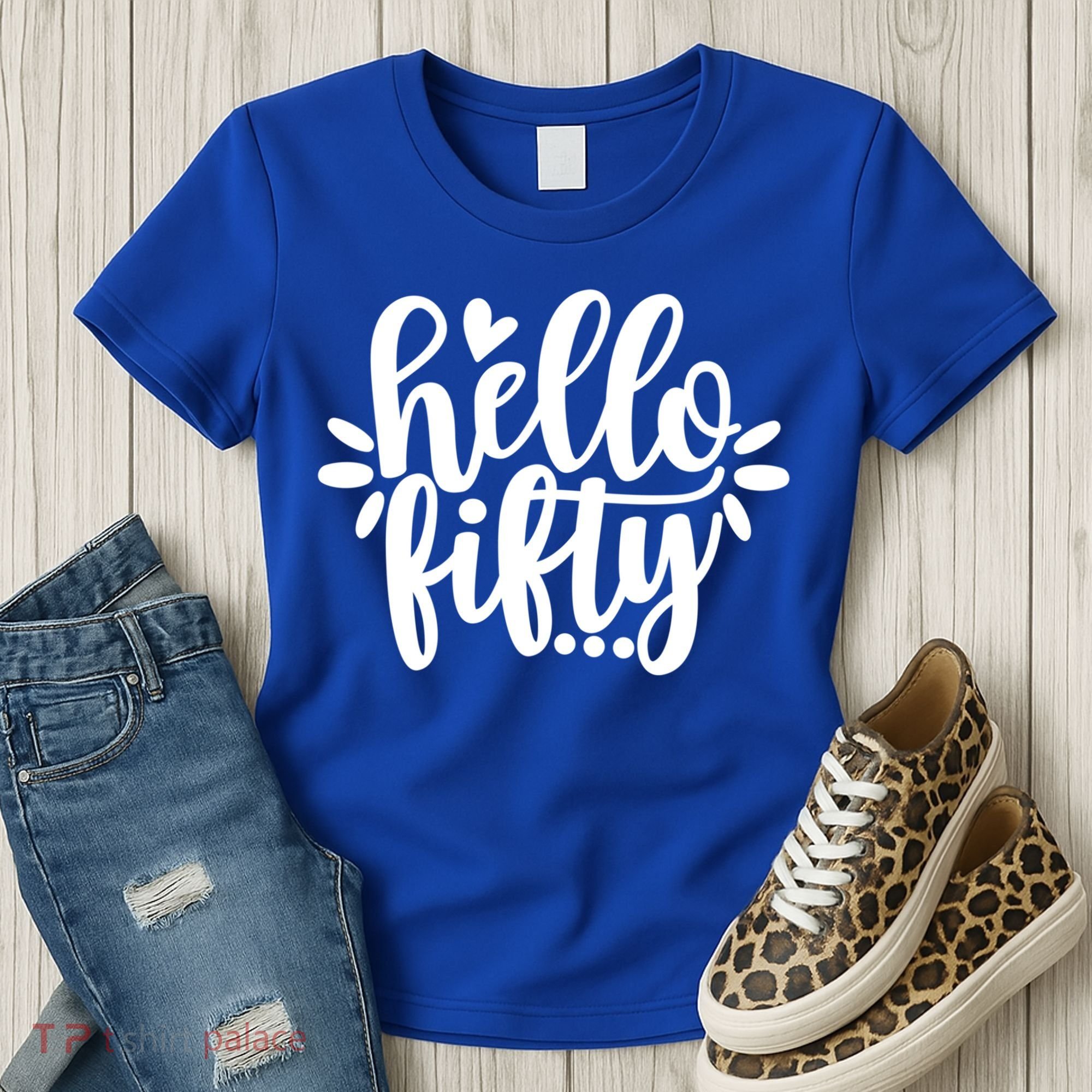 Hello Fifty Cute Hello Fifty Squad 50th Birthday Cute Gift Women's T-Shirt