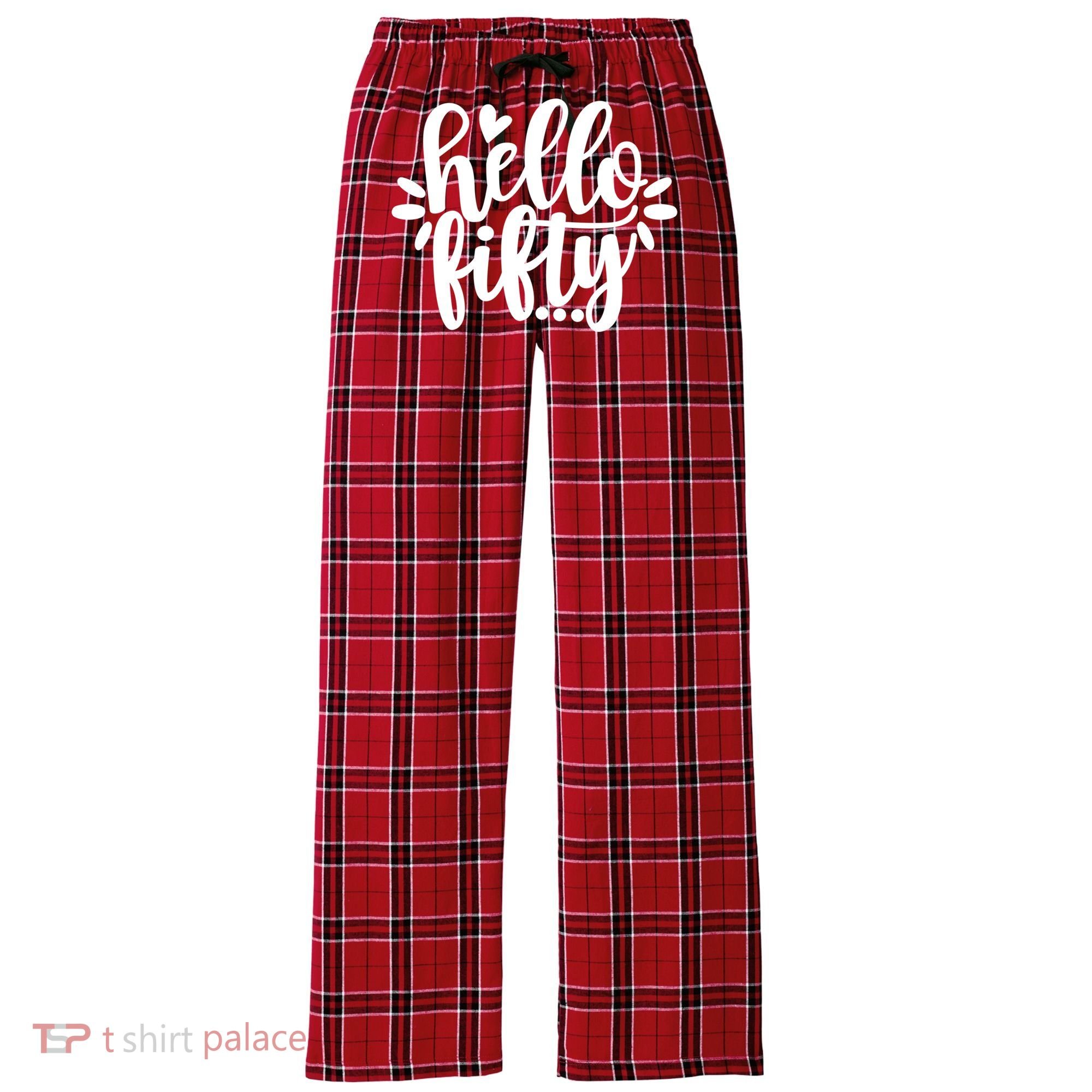 Hello Fifty Cute Hello Fifty Squad 50th Birthday Cute Gift Women's Flannel Plaid Pajama Pants