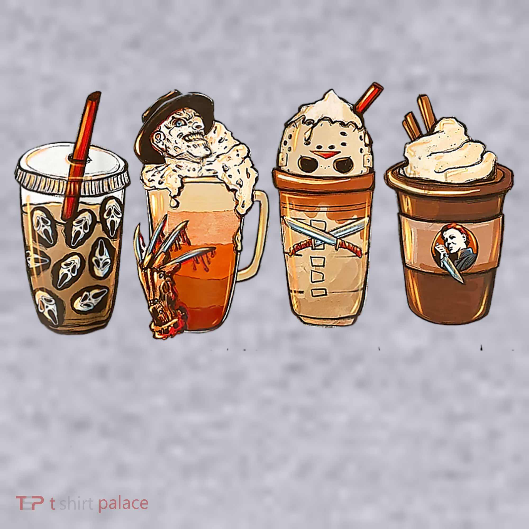 Horror Fall Coffee Pumpkin Spice Latte Iced Autumn Halloween Women's Sweatshirt