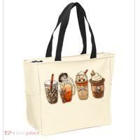 Horror Fall Coffee Pumpkin Spice Latte Iced Autumn Halloween Tote Bag thumb 2