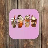Horror Fall Coffee Pumpkin Spice Latte Iced Autumn Halloween Coaster thumb 0