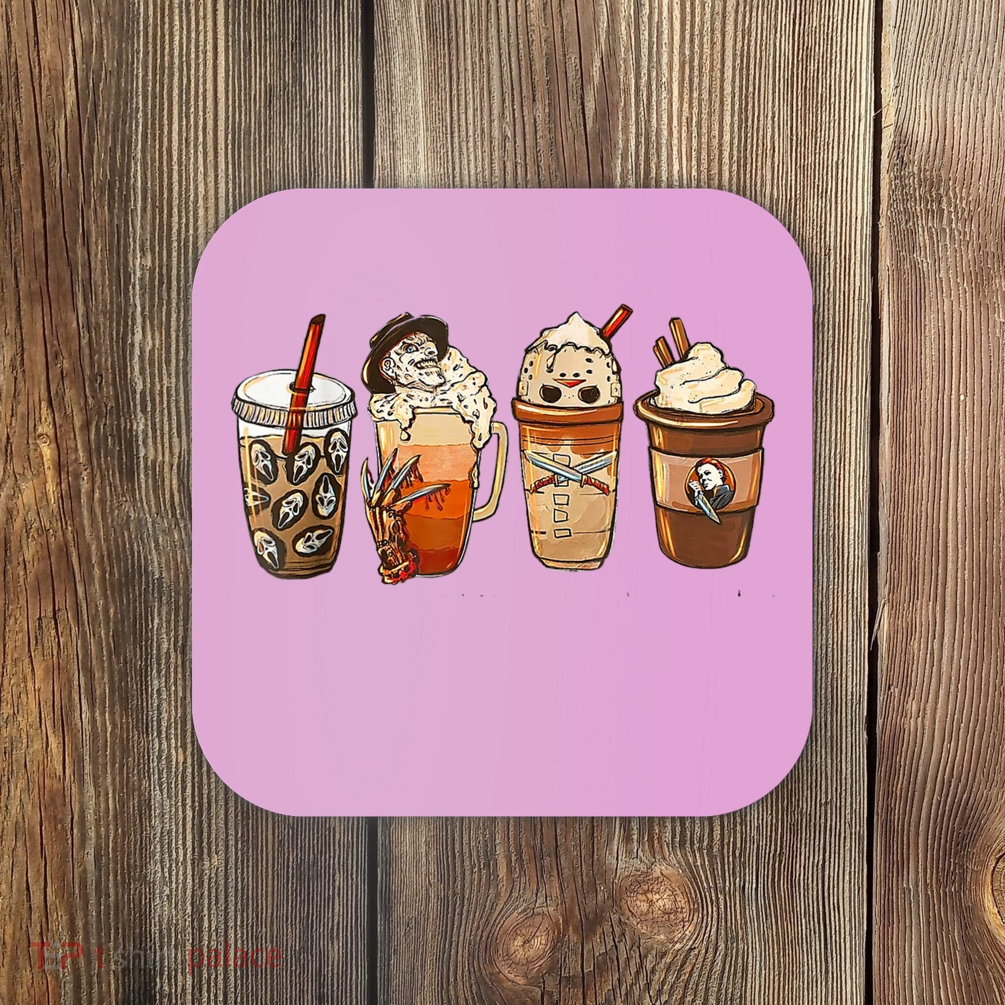 Horror Fall Coffee Pumpkin Spice Latte Iced Autumn Halloween Coaster