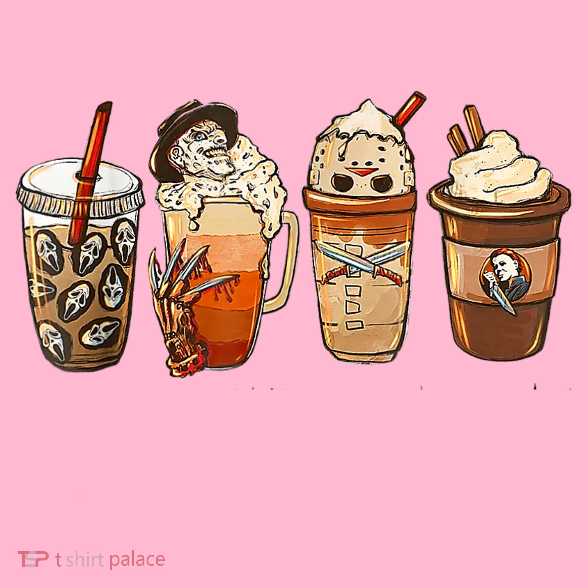 Horror Fall Coffee Pumpkin Spice Latte Iced Autumn Halloween Coaster
