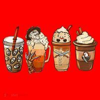 Horror Fall Coffee Pumpkin Spice Latte Iced Autumn Halloween Santa Hat thumb 1