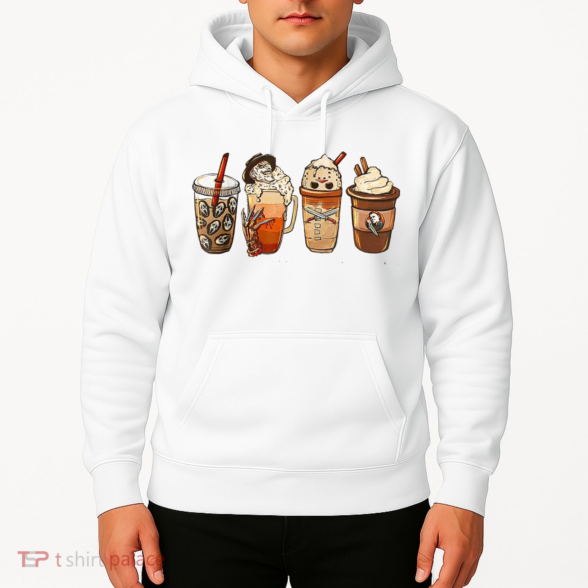 Horror Fall Coffee Pumpkin Spice Latte Iced Autumn Halloween Hoodie