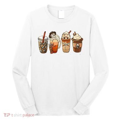 Horror Fall Coffee Pumpkin Spice Latte Iced Autumn Halloween Long Sleeve Shirt