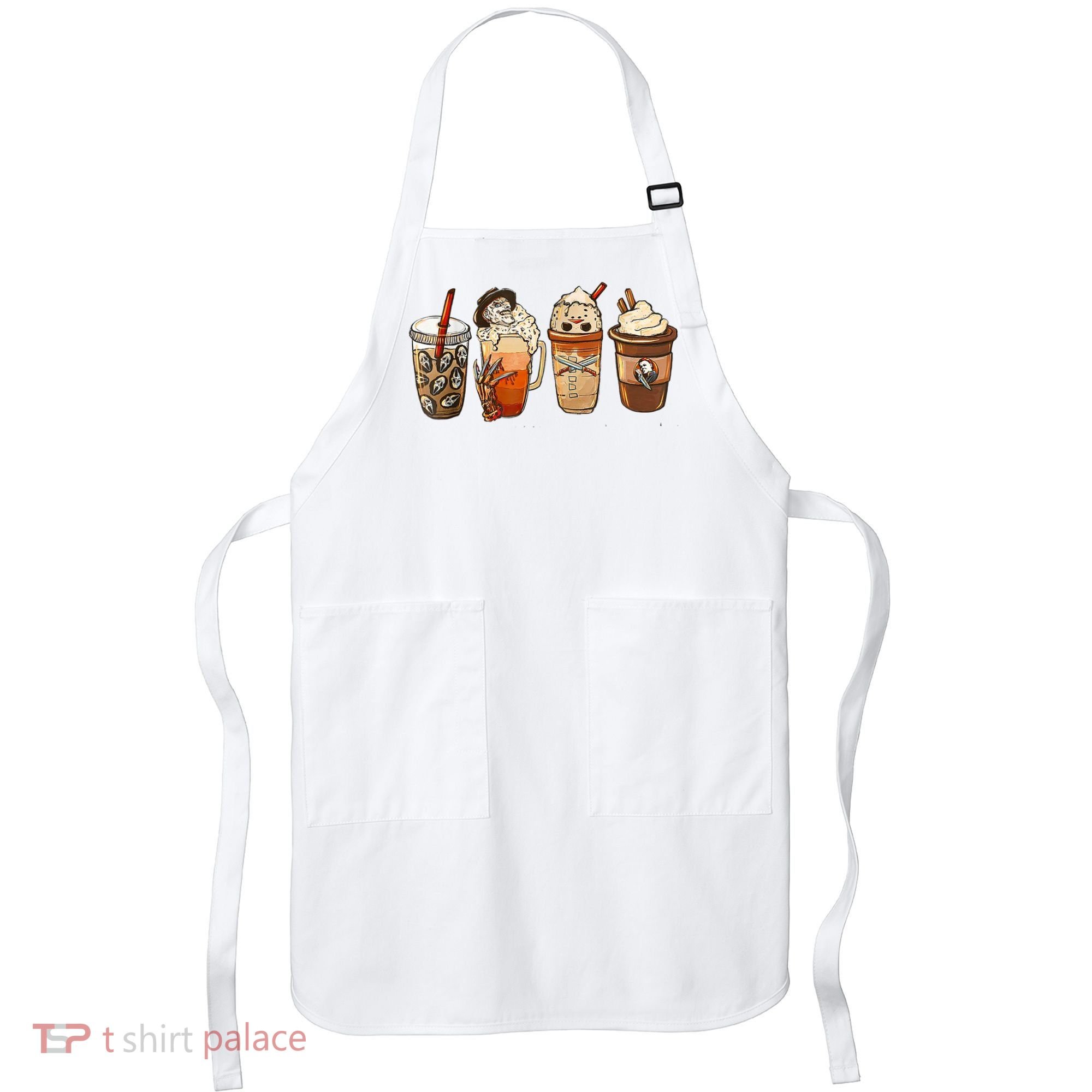 Horror Fall Coffee Pumpkin Spice Latte Iced Autumn Halloween Apron