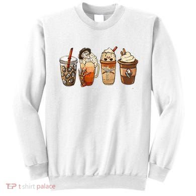 Horror Fall Coffee Pumpkin Spice Latte Iced Autumn Halloween Sweatshirt