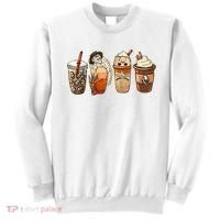 Horror Fall Coffee Pumpkin Spice Latte Iced Autumn Halloween Sweatshirt thumb 0