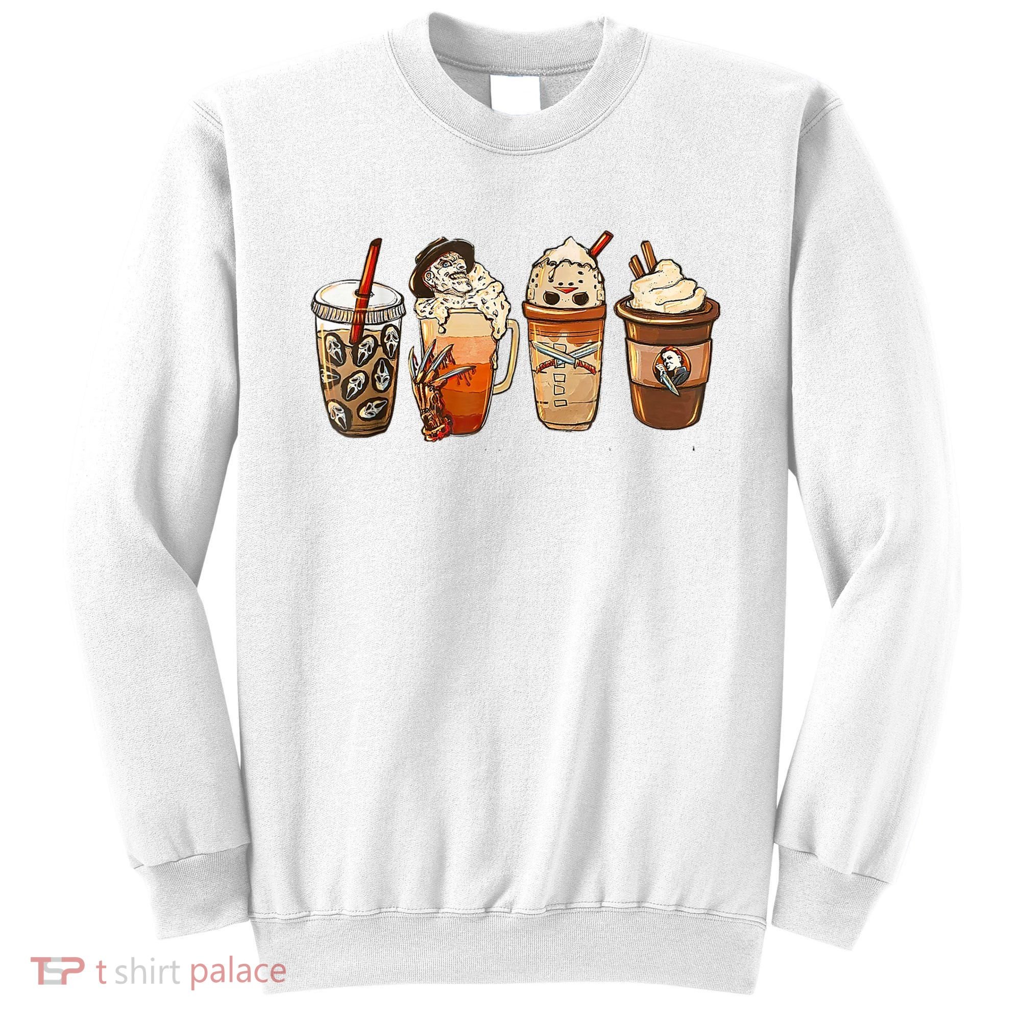 Horror Fall Coffee Pumpkin Spice Latte Iced Autumn Halloween Sweatshirt