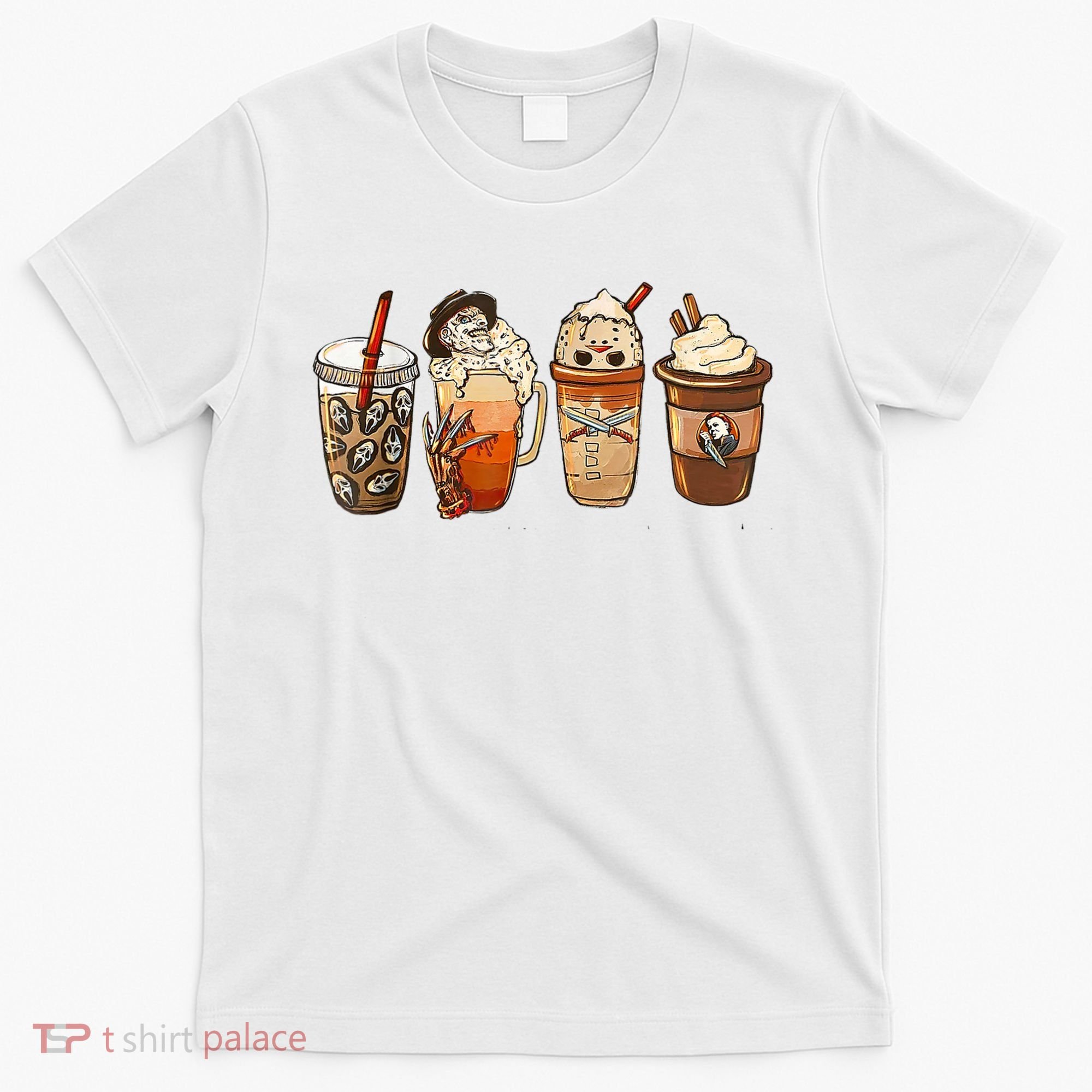 Horror Fall Coffee Pumpkin Spice Latte Iced Autumn Halloween T-Shirt