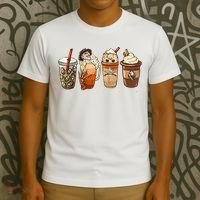 Horror Fall Coffee Pumpkin Spice Latte Iced Autumn Halloween T-Shirt thumb 3