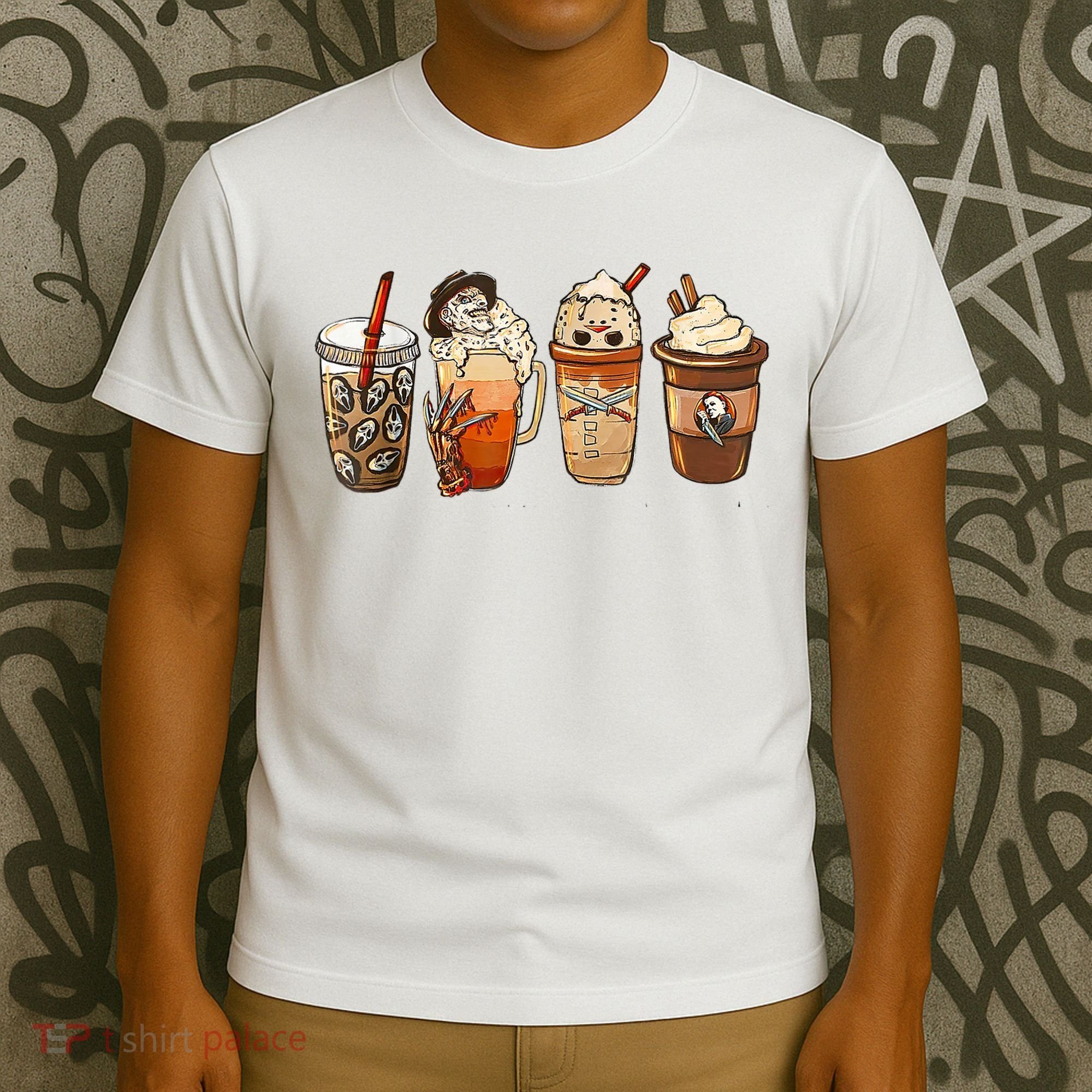 Horror Fall Coffee Pumpkin Spice Latte Iced Autumn Halloween T-Shirt