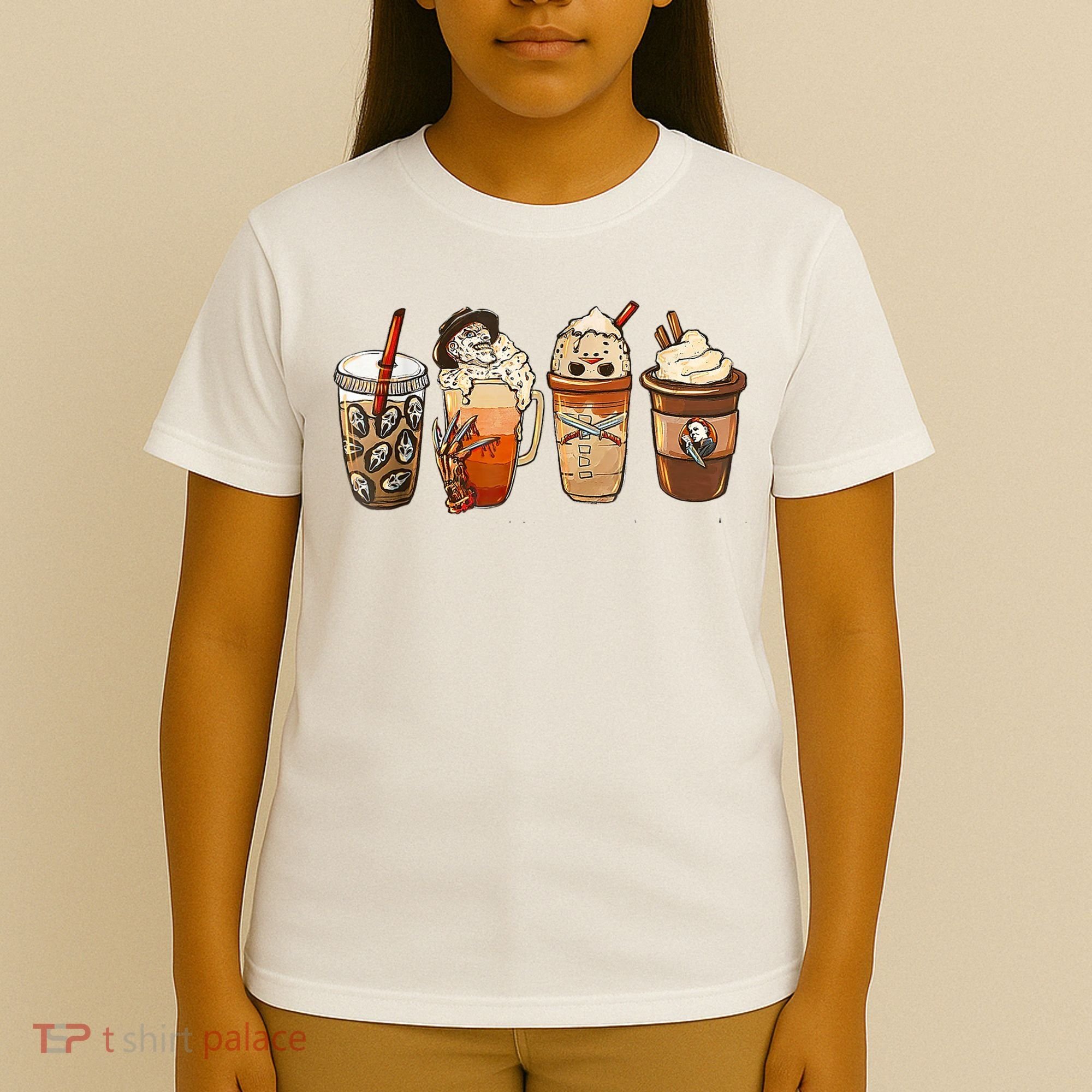 Horror Fall Coffee Pumpkin Spice Latte Iced Autumn Halloween T-Shirt