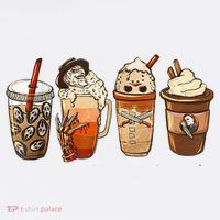 Horror Fall Coffee Pumpkin Spice Latte Iced Autumn Halloween T-Shirt thumb 7