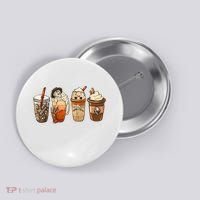 Horror Fall Coffee Pumpkin Spice Latte Iced Autumn Halloween Button thumb 0