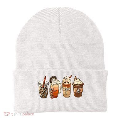 Horror Fall Coffee Pumpkin Spice Latte Iced Autumn Halloween Beanie