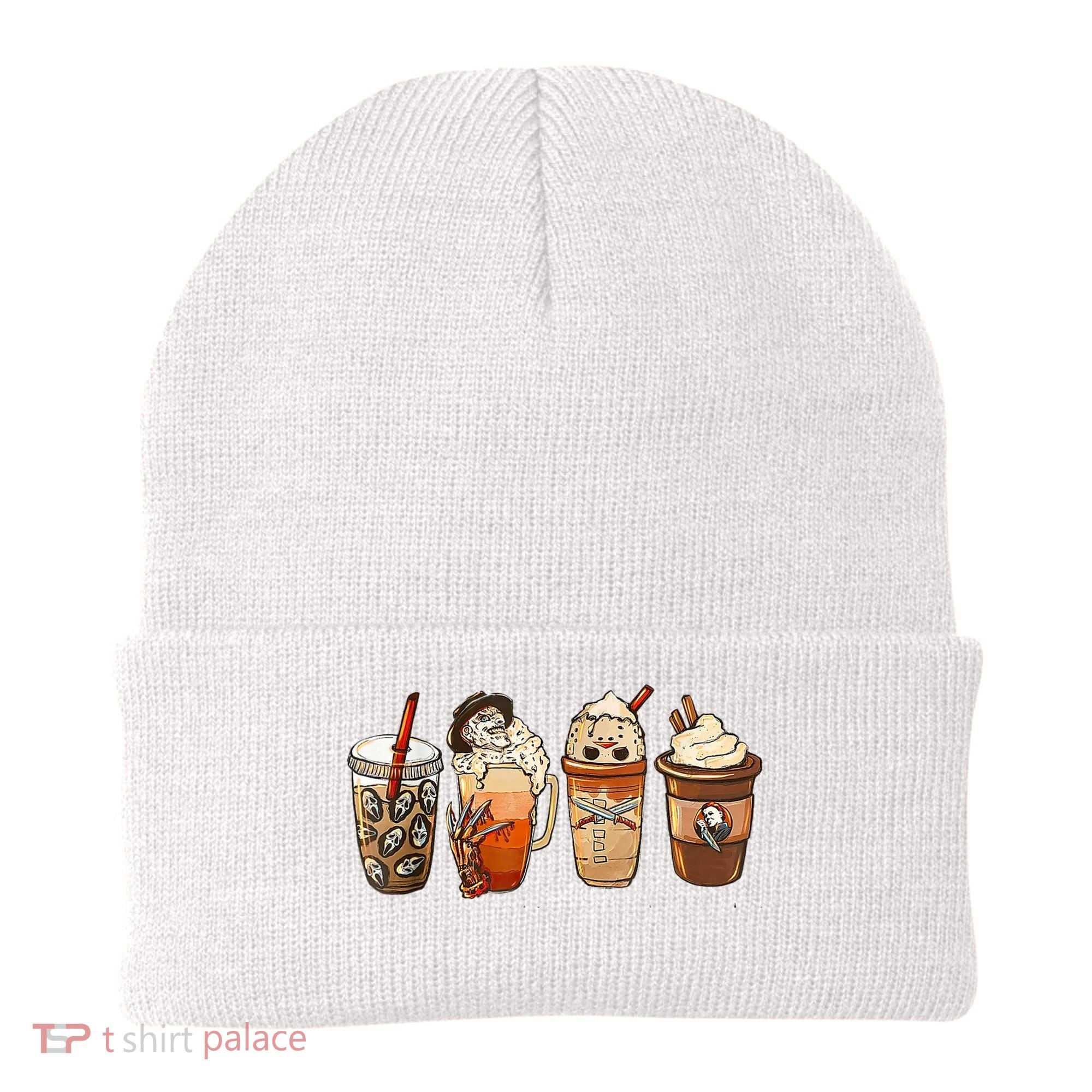 Horror Fall Coffee Pumpkin Spice Latte Iced Autumn Halloween Beanie