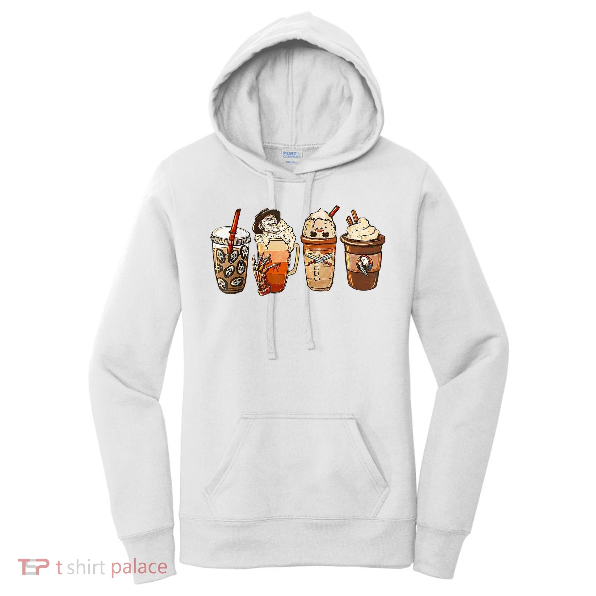 Horror Fall Coffee Pumpkin Spice Latte Iced Autumn Halloween Women's Hoodie