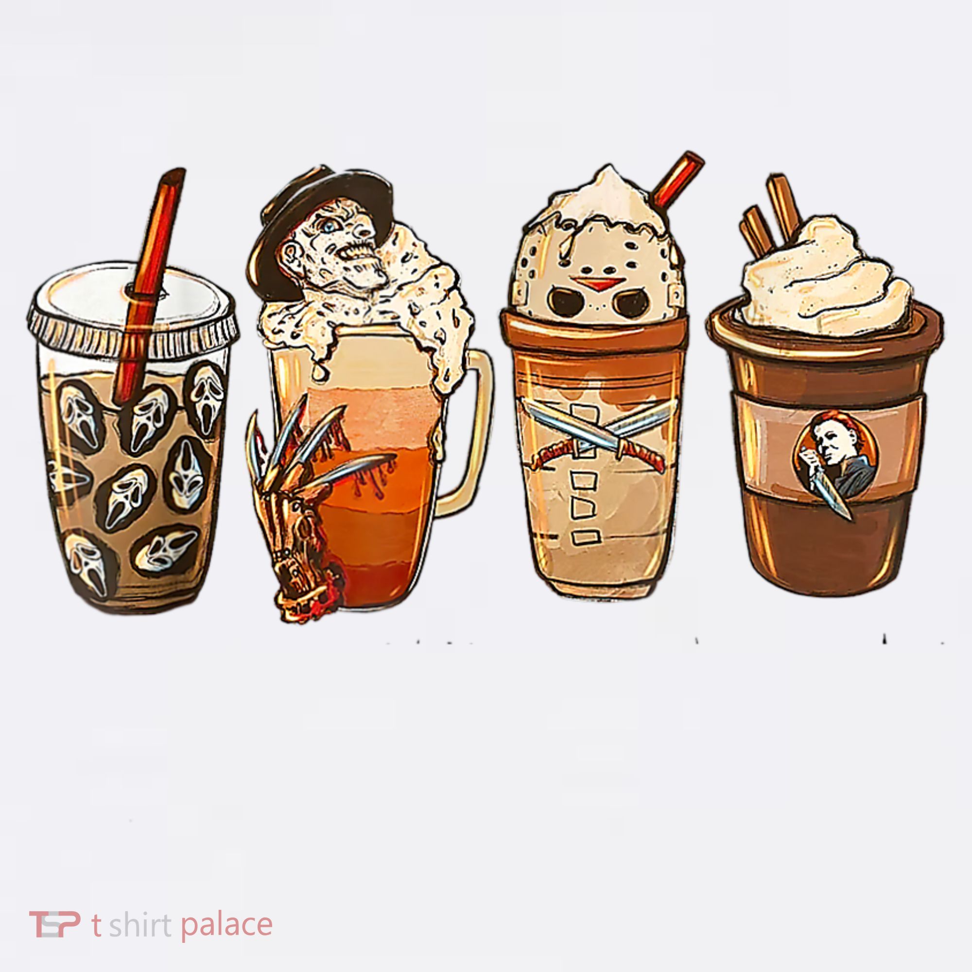 Horror Fall Coffee Pumpkin Spice Latte Iced Autumn Halloween Women's Hoodie