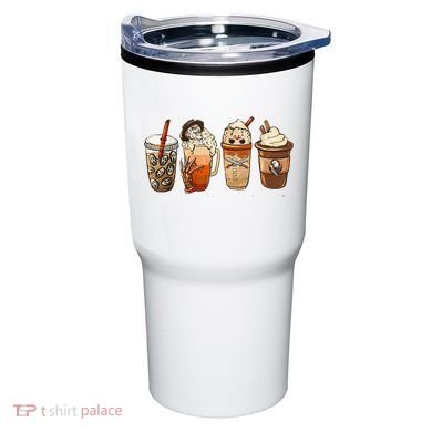 Horror Fall Coffee Pumpkin Spice Latte Iced Autumn Halloween Tumbler